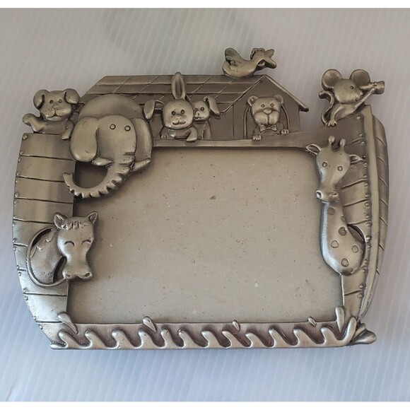 Malden Noahs Ark Metal 3.5X5 Picture Photo Frame Pewter Color Baby Nursery Decor - Picture 5 of 10